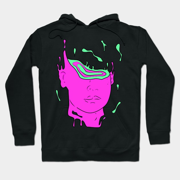 psychedelic abstract portrait (PINK) Hoodie by chortlzdesigns